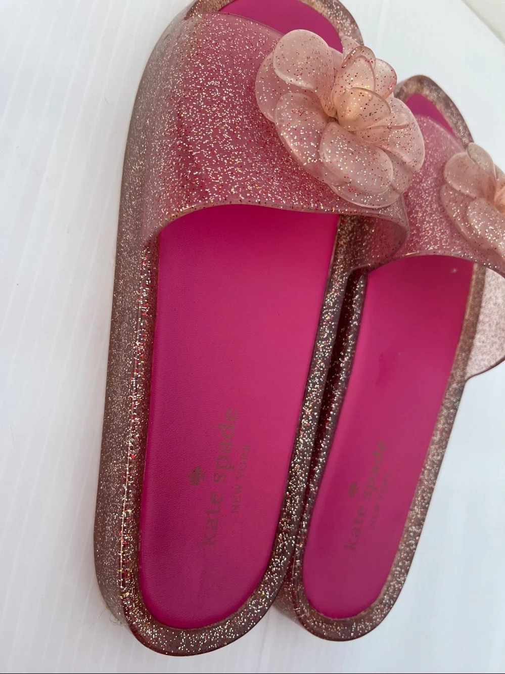 KATE SPADE Splash Glitter Rubber Jelly Slip On Sandals SZ: 9
